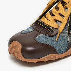Retro Mixed Color Lace-Up Sneakers
