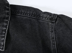 Classic Lapel Single-breasted Denim Coat
