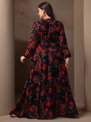 Elegant Flower Print Party Dress