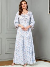 Floral Embroidery Slim Fit Abaya Dress