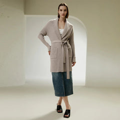 Shawl Collar Lace-up Cardigan