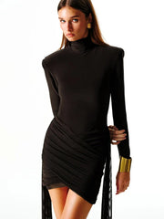 Bandage Zipper High Waist Evening Dress