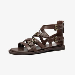 Stylish Cross-Tied Zip-Back Flats Shoes