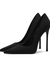 Black Suede Slim Heel Pumps