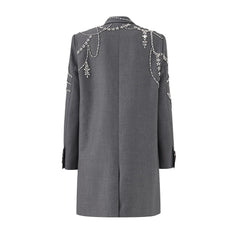 Notched Shining Beaded Blazer