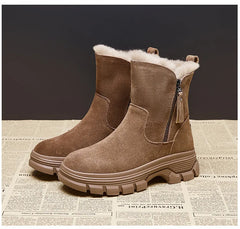 Soft Fur-Lined Wedge Snow Boots