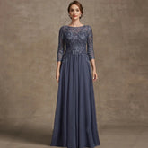 Three Quarter Sleeves Evening Gown