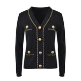 Stylish Chain Buckle Knitted Sweater