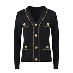 Stylish Chain Buckle Knitted Sweater