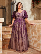 Mesh Trumpet Sleeves Ball Gown Dress