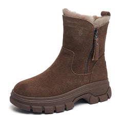 Soft Fur-Lined Wedge Snow Boots
