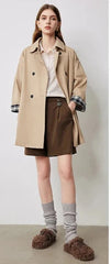 Plaid Cuffs Windbreaker Trench Coat