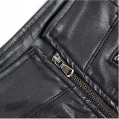 Slim Fit Real Black Leather Women's Shorts