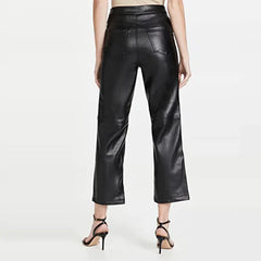 Soft Black Leather Women's Draw Pants
