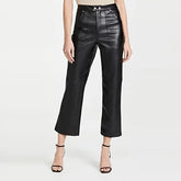 Soft Black Leather Women's Draw Pants