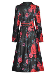 Windbreaker Single Breasted Applique Floral-Print Coat