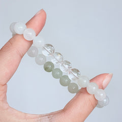 White Chalcedony & Clear Quartz Bracelet