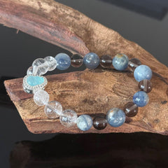 Handcrafted Aquamarine and Clear Quartz Bracelet — A Healing Bracelet for Inner Peace and Mental Clarity