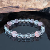 Handcrafted White Crystal & Pink Cracked Crystal Bracelet — A Healing Beaded Bracelet Promoting Love Clarity and Balance