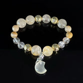 Crescent-shaped crystal bead bracelet | Natural golden rutilated quartz healing stone bracelet