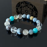 Blue Kyanite & Apatite Crystal Bracelet with Clear Quartz