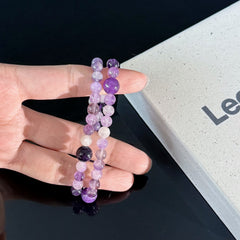 Handcrafted Amethyst Gradient Beaded Bracelet — Stackable Purple Crystal Bracelet
