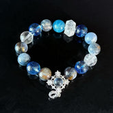 Blue Galaxy Handmade Crystal Bracelet — Natural White Crystal, Aquamarine, and Labradorite Beaded Bracelet