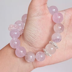 Lavender Amethyst Bracelet with Rose Quartz Flower & Zircon Charm