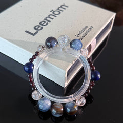Natural Labradorite, Lapis Lazuli & Rutilated Quartz Crystal Bracelet – Handmade Healing Energy Bracelet for Protection, Wisdom & Confidence