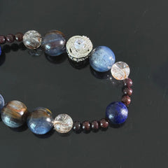 Natural Labradorite, Lapis Lazuli & Rutilated Quartz Crystal Bracelet – Handmade Healing Energy Bracelet for Protection, Wisdom & Confidence