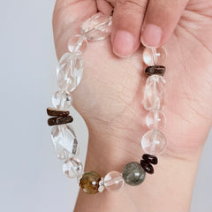 Clear Quartz & Green Phantom Crystal Bracelet