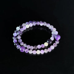 Handcrafted Amethyst Gradient Beaded Bracelet — Stackable Purple Crystal Bracelet
