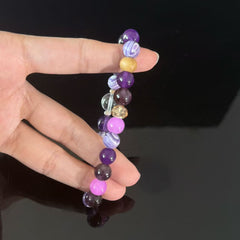 Purple Mist Star-Slumber | Amethyst and Clear Quartz Spliced Bracelet