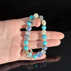 Turquoise, Kyanite, and Clear Quartz Bracelet — Handcrafted Healing Gemstone Bracelet