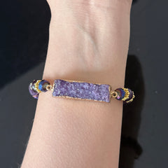 Scorpio Crystal Bracelet with Amethyst Druzy for Protection, Intuition & Energy Balance