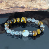 Handcrafted Tiger's Eye and Clear Quartz Bracelet — A Natural Gemstone Energy Bracelet to Help You Find Protection, Confidence, and Mental Clarity
