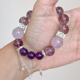Amethyst & Lepidocrocite Crystal Bracelet with Silver Star Charms