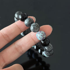 Black Obsidian & Labradorite Crystal Bracelet with Purple Jasper