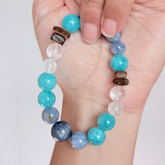 Blue Kyanite & Amazonite Bracelet with Clear Quartz