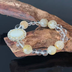 Purify your magnetic field and enhance your aura | White Crystal and Citrine Bracelet
