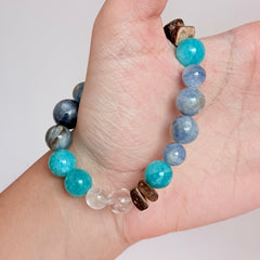 Blue Kyanite & Amazonite Bracelet with Clear Quartz