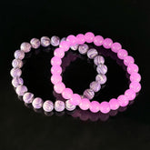 Libra Crystal Bracelet Set – Pink Quartz & Purple Striped Agate Love Bracelet