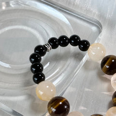 The Abundance Keeper | Natural Tiger Eye & Citrine Obsidian Bracelet for Grounded Prosperity