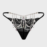 Thong Lace Water Drop Gem Embellished Breathable