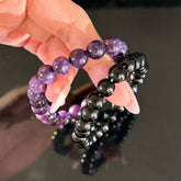 Capricorn Crystal Bracelet Set – Amethyst & Black Obsidian Protection Bracelets