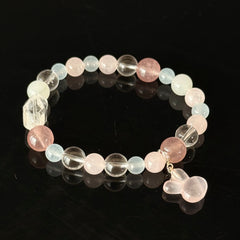 Cancer Crystal Bracelet – Rose Quartz, Aquamarine & Clear Quartz Healing Bracelet