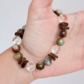 Apatite, Clear Quartz & Natural Wood Grounding Bracelet