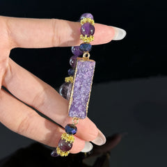 Scorpio Crystal Bracelet with Amethyst Druzy for Protection, Intuition & Energy Balance