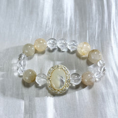 Purify your magnetic field and enhance your aura | White Crystal and Citrine Bracelet