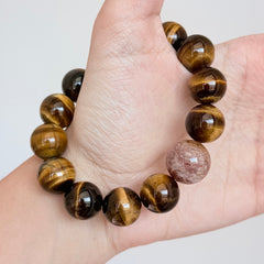 Tiger’s Eye Crystal Bracelet with Brown Stone Center